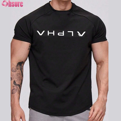 Atacado de alta qualidade de secagem rápida, camiseta esportiva masculina para corrida, com logotipo personalizado, treino na academia, algodão, camisetas esportivas curtas