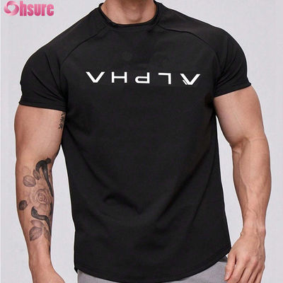 Atacado de alta qualidade de secagem rápida, camiseta esportiva masculina para corrida, com logotipo personalizado, treino na academia, algodão, camisetas esportivas curtas