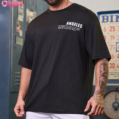 Venda em Grosso de Alta Qualidade Estilizado Confortável e Casual: Descubra o Ajuste Perfeito em T-shirts Desportivos Masculinos Preto Plus Size